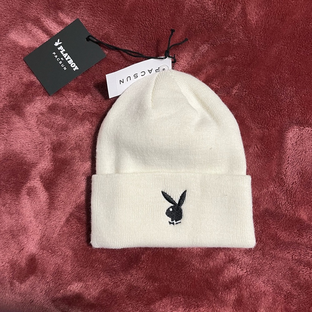 white playboy beanie